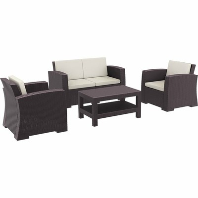 Compamia Monaco 4 Piece Outdoor Sofa Set in Brown with Cushion