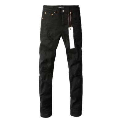 Purples jeans  Skinny Men Jeans high street black hole old 9022 pants