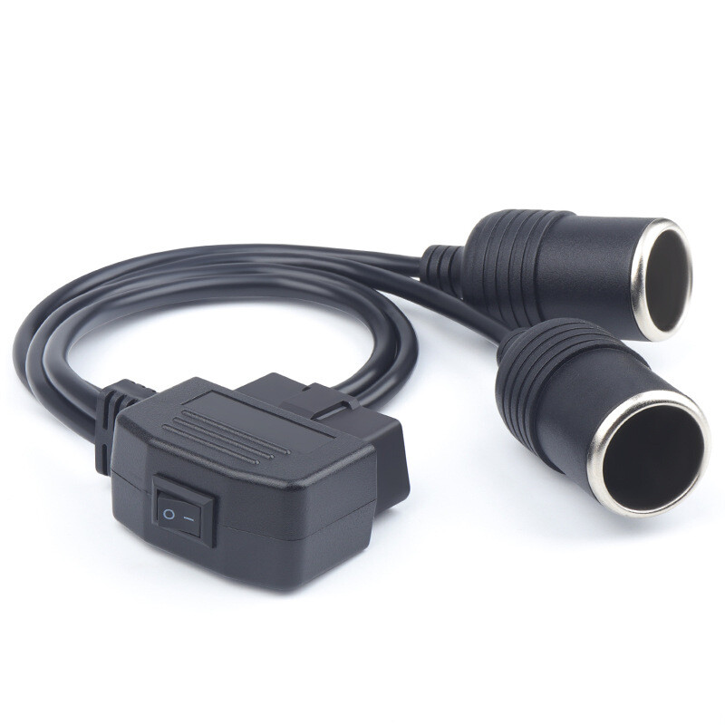 1/2-Way Universal 16-Pin OBD2 Car Cigarette Lighter Socket Charger Power Adapter