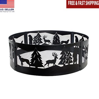 36in Fire Ring Steel Campfire Experience Outdoor Ring W/ Wildlife Design New
