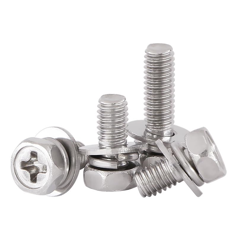 6-Pack Motorcycle Battery Terminal M6 x16mm Bolt Square Nut Kit Stainless Steel
