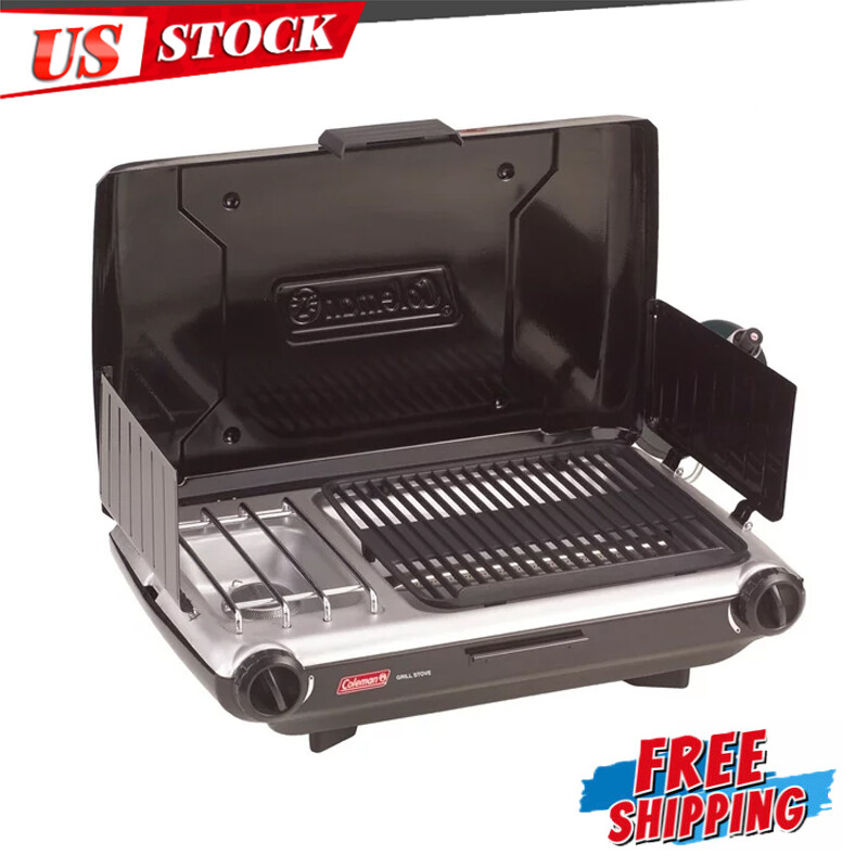 2 Burner Propane Camping Stove 20000 BTU Griddle Grill Outdo