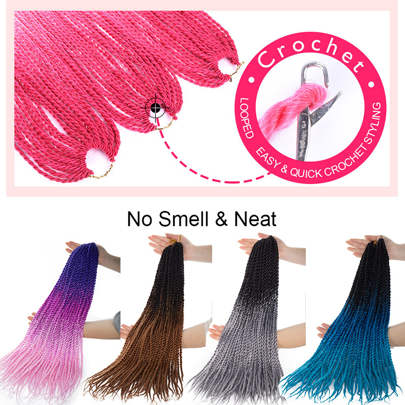 24 Inch Senegalese Twist Havana Braids Hair Extensions Afro Braiding Grey Ombre