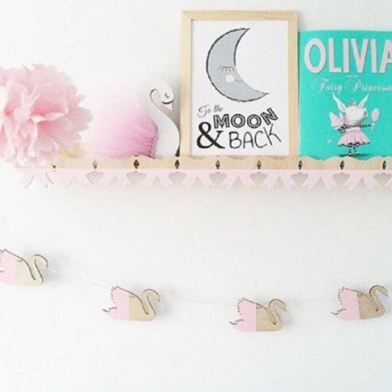 Details About 10pcs Set Nordic Kids Room Nursery Decals Wooden Swan Garland Wall Hanging Decor