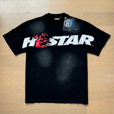 HELL STUDIOS STAR INS Same Style Big Logo Cotton Tee Wash Black T-shirt 2 Color