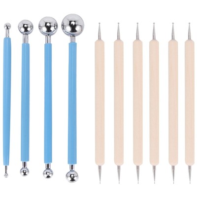 10 Piece Dotting Tools Ball Styluses for Mandala Rock Painting, Pottery ClaE1