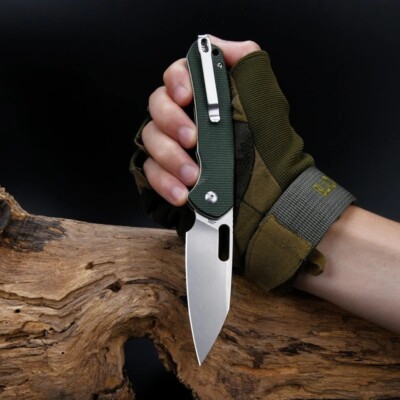 J1925AMGN CJRB Pyrite Green AR-RPM9 Stonewash Wharncliffe Blade Green Micarta Ha