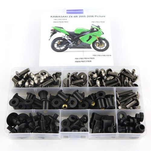 2005-2006 Kawasaki ZX-6R Complete Fairing Bolt Kit Body 2005-2006 Kawasaki ZX-6R Complete Fairing Bolt Kit Body