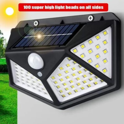 100 LED Wall Lights Outdoor Solar Lamp PIR Motion Sensor Solar Powered Sunlight
