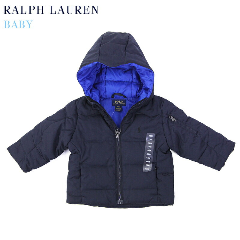

Пуховик с капюшоном для малышей Polo Ralph Lauren Baby с рисунком пони - размер от 9 до 24 м, Navy