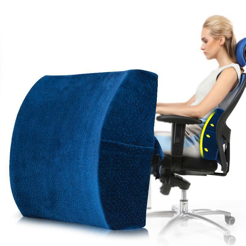 Lumbar Back Support Cushion Memory Foam Chairs Car Seat Waist Pain