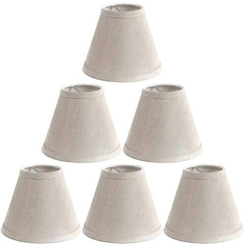 Urbanest Pure Linen Chandelier Lamp Shades, 6-inch, Hardback Clip On, Oatmeal