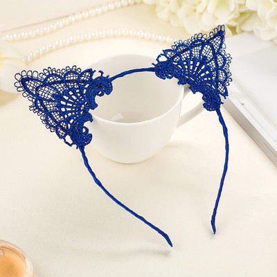CAT EARS HEADBAND Felt Metal Wired Lace Hairband Costume Cosplay Fancy Party US