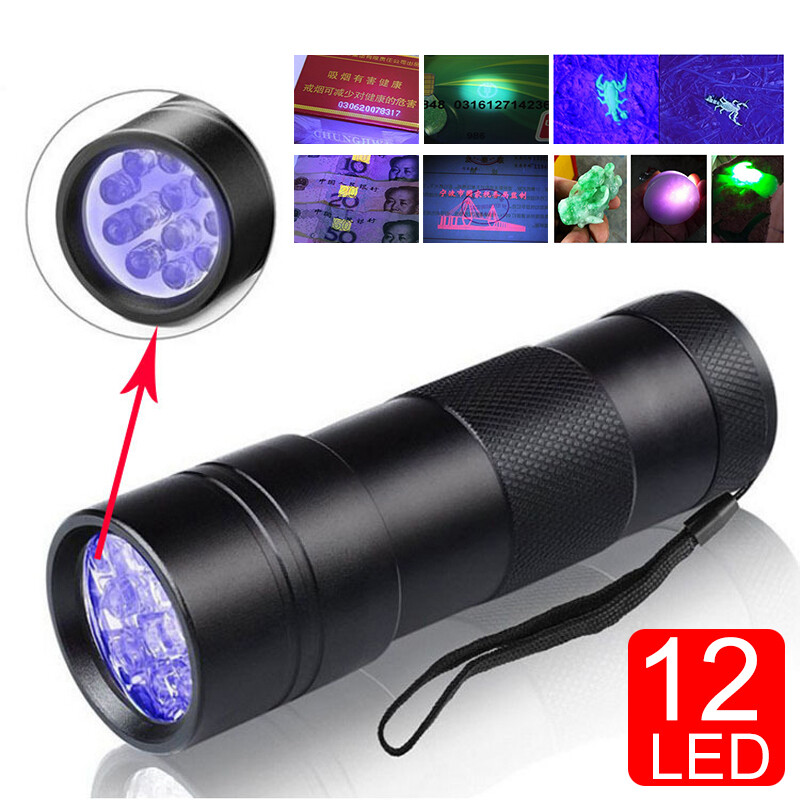 12LED UV Licht Taschenlampe Schwarzlicht Lichthärtungsgerät Handlampe . DE