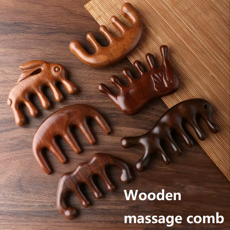 New Wooden Massage Wood Massager Comb Scalp Head Oil Massager Scalp Hair Comb To