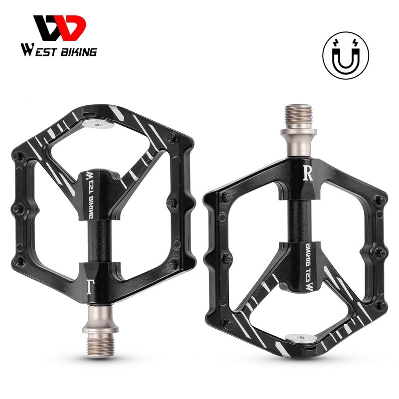 Magnetic Pedals 3 Bearings Cnc Mtb Bike Pedals 9/16" Black