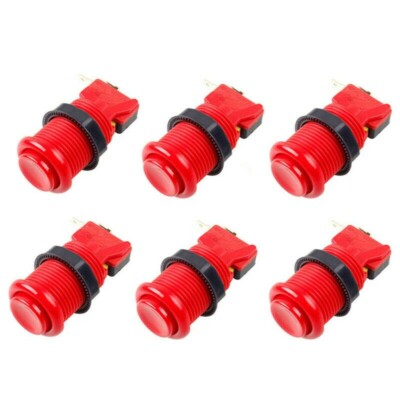 6 Pcs Arcade Game HAPP Style Push Button with Microswitch For JAMMA MAME DIY Red