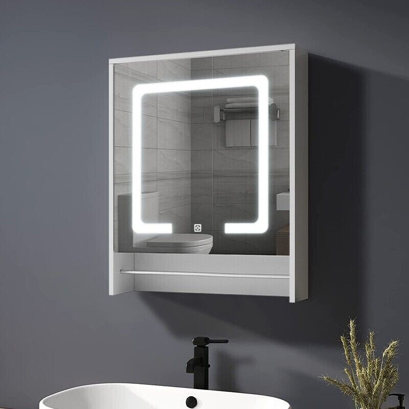WeiÃEs Badezimmer Spiegelschrank Led 1 Licht TÃ¼R Montiert Schrank Wandmontage