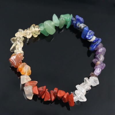 Natural Quartz Crystal Chip Stone Bead Stretch Bracelet Energy Healing Jewelry