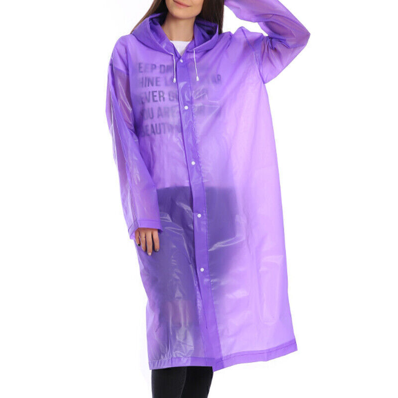 Adults Men Women Waterproof Jacket Raincoat Rain Coat Hooded Poncho Rainwear US-