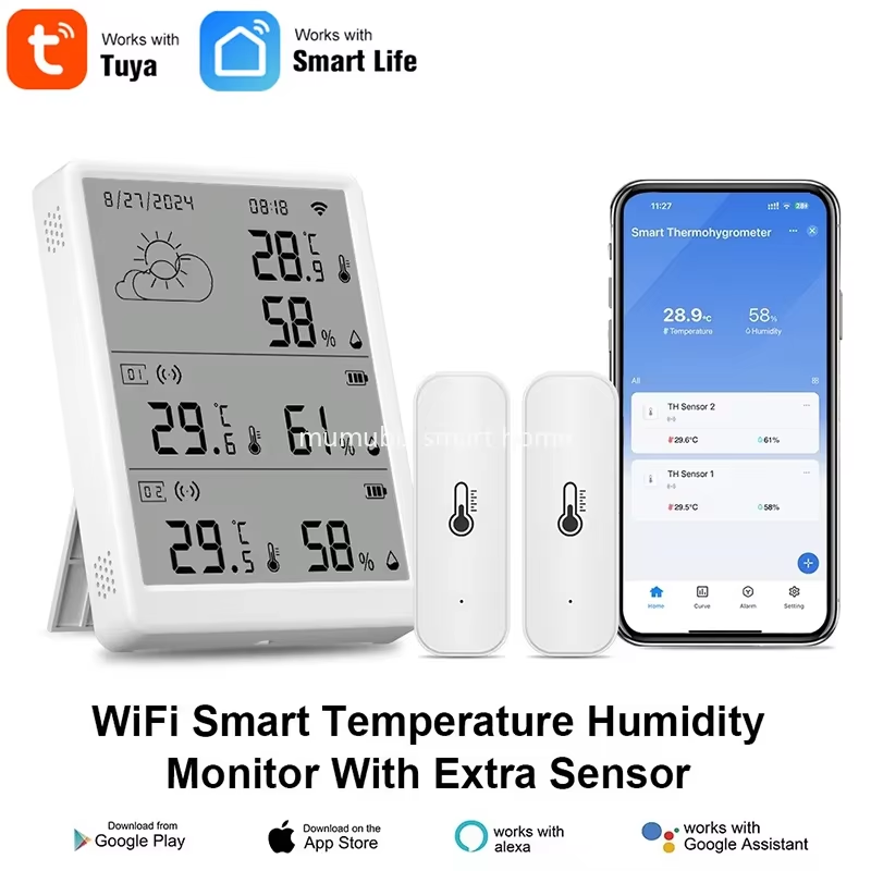Tuya Smart Digital Indoor/Outdoor Forecast Hygrometer Temperature Sensor with Tu