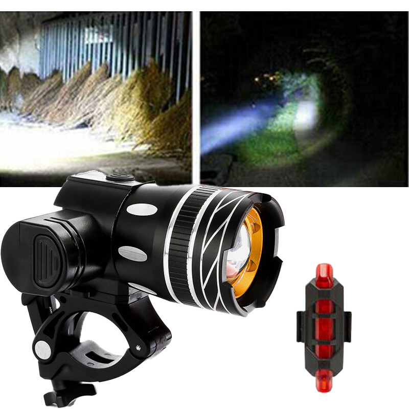 50000LM Bicycle Torch Front Rear Lamp Set Rechargeable LED M