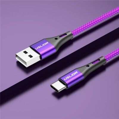 USB to Type-C Cable Fast Charger Charging Data Sync Cord Non Tangle 3/6/10FT