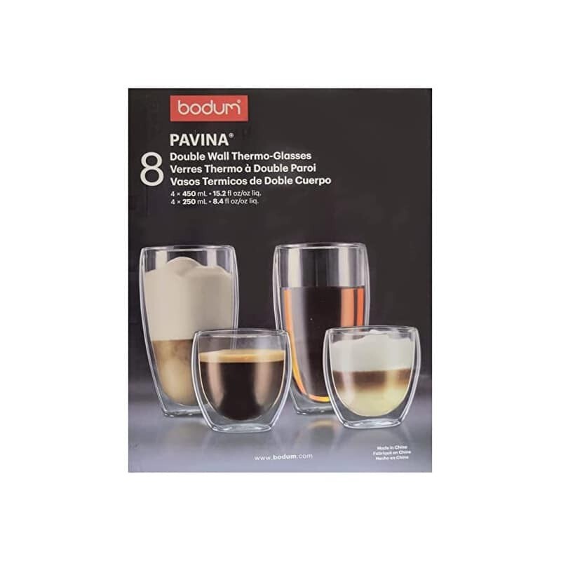 Bodum Pavina Double Wall Thermo Glasses 8-pack (4 15.2 oz/450ml, 4  8.4oz/250ml)