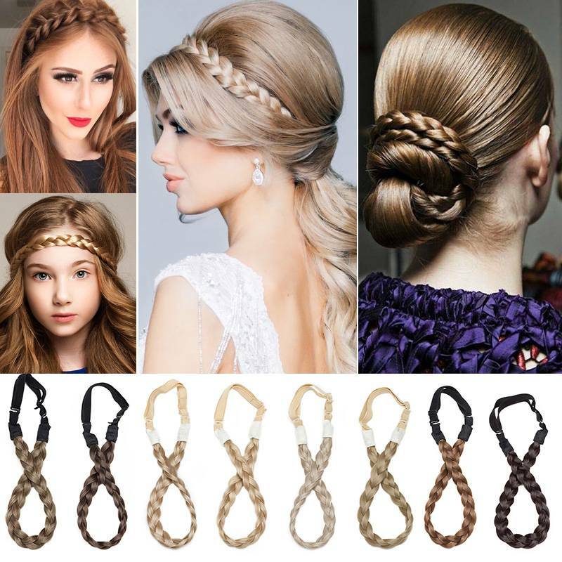 Women Real Natural Hairband Twisted Braid Hair Band Bohemian