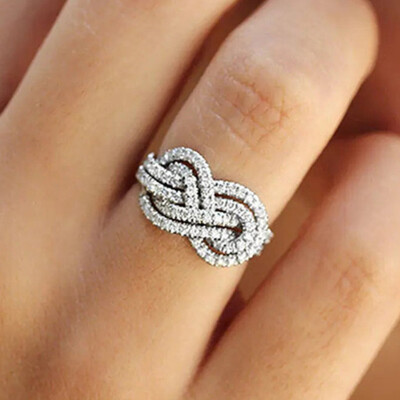 925 Silver Elegant Women Rings for Wedding Cubic Zirconia Jewelry Size 6-10