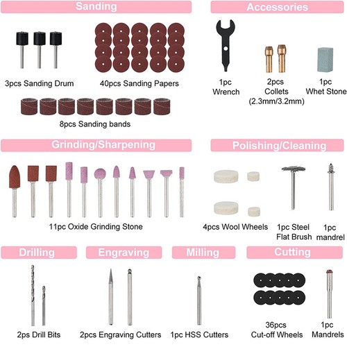 WORKPRO 12V Cordless Rotary Tool Kit 7500-32000 RPM 276PC/295PC/208PC Accessory