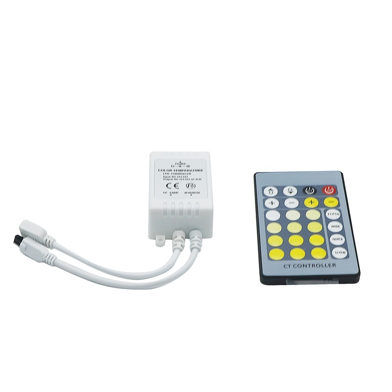 24Keys CCT Controller IR Remote CW+WW Color Temperature Dimming DC12V-24V 3A*2CH