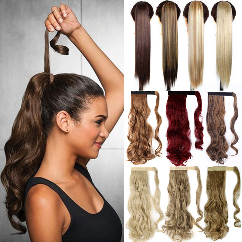 Warp Around Hair Extension Fake Hair Ponytail Women Wrap On Pony