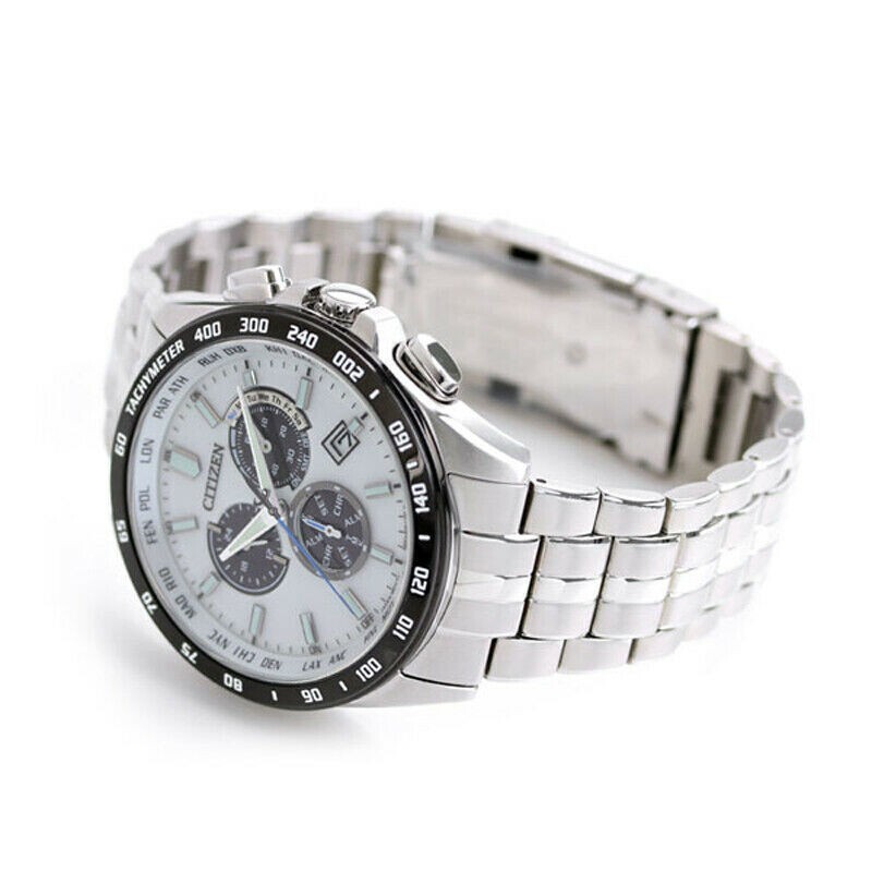 Pre-owned Citizen Collection Cb5874-90a Eco-drive Chronograph Atomic Radio Men`s Watch