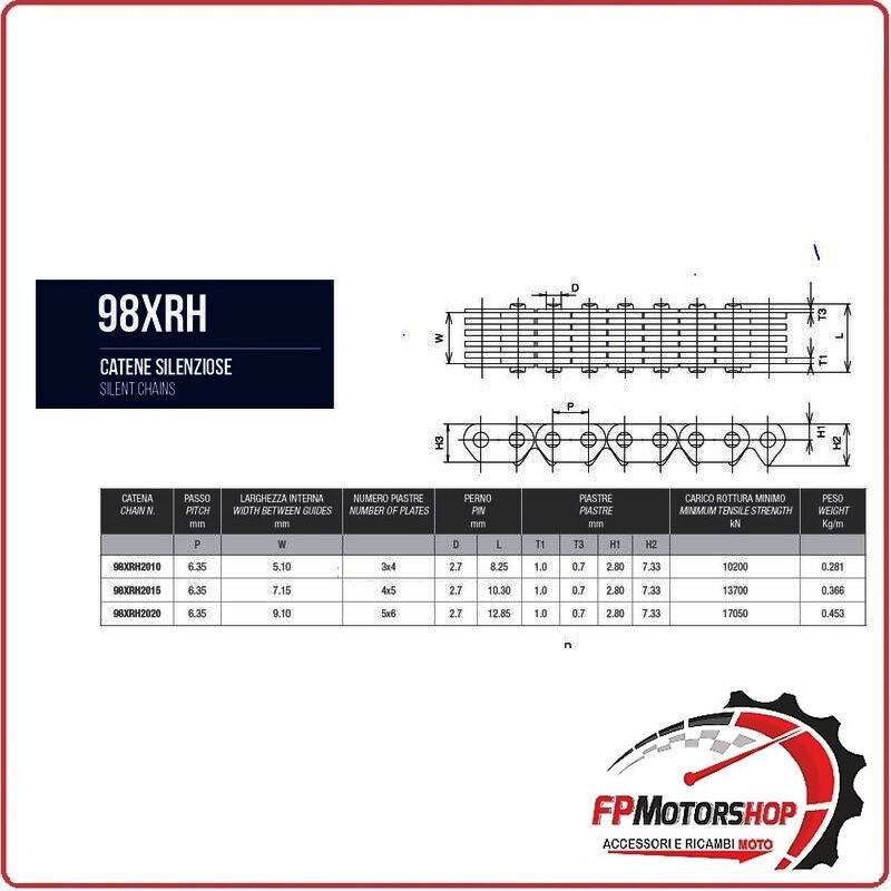 CATENA DISTRIBUZIONE PER MOTO YAMAHA MT07 14> BMW K1600 MORSE HB2982015134