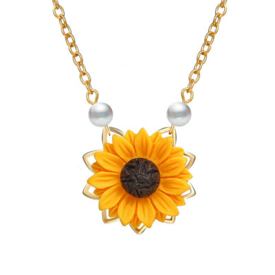 Imitation perle tournesol collier pendentif pour femmes bijoux accessoires