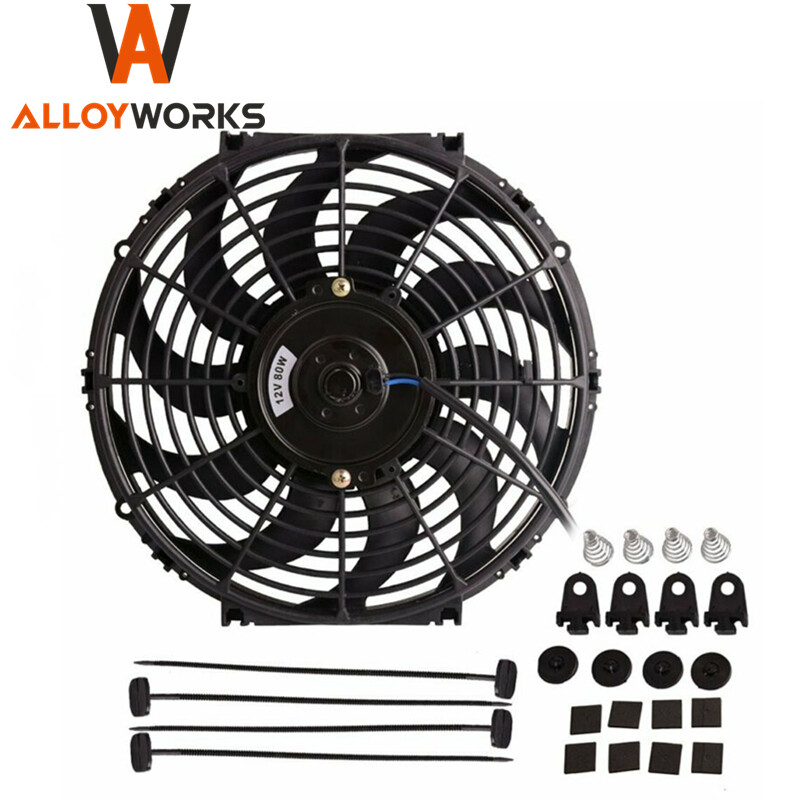 12" Universal Slim Elektrische Lüfter Auto Kühlerlüfter Ziehen Schieben 12V 80W