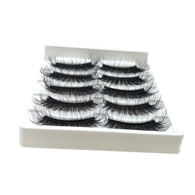 5/10 Pair False Eyelashes 3D Mink Soft Long Think Cross Natural Makeup Extension