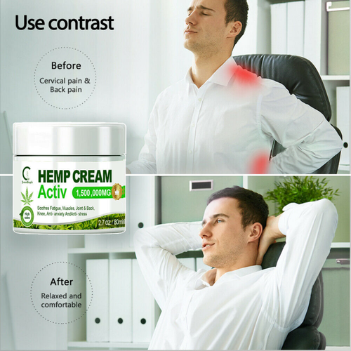 Hemp Pain Relief Cream 1,500,000mg For Massage to Relieve Back/Neck/Joint Pain~