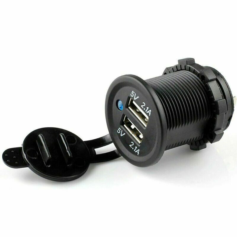 12V Waterproof Car Cigarette Lighter Dual 2.1A USB Power Adapter Charger Plug zt
