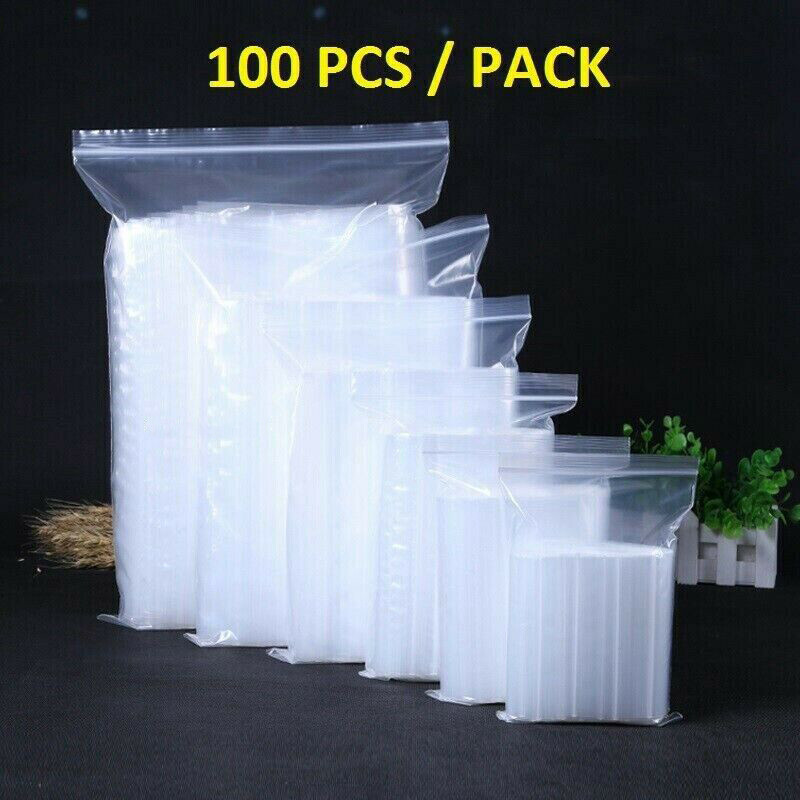 100x 2 Mil Clear Reclosable Zip Plastic Lock Bags Poly Jewelry Zipper Baggies US