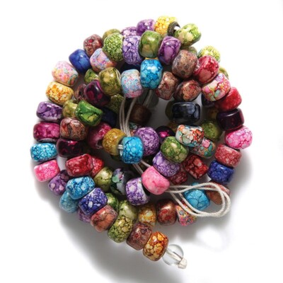 CROW/PONY GLASS BEAD - TIE DYE mixture -  9mm -(100)