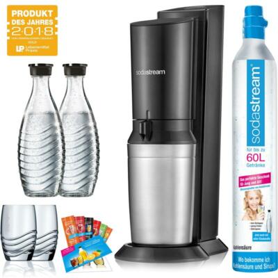 SodaStream Crystal 2.0 Wassersprudler Promo titan, 2 x Karaffe, 1 x CO²-Zylinder