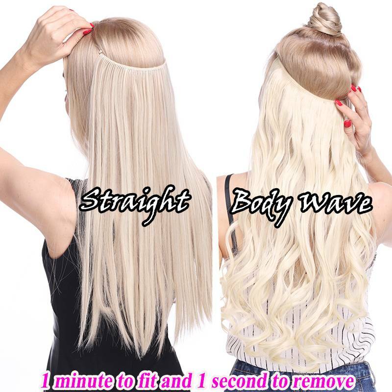Clip Wire in Remy Human Hair Extensions One Piece Headband Hidden Invisible Ring
