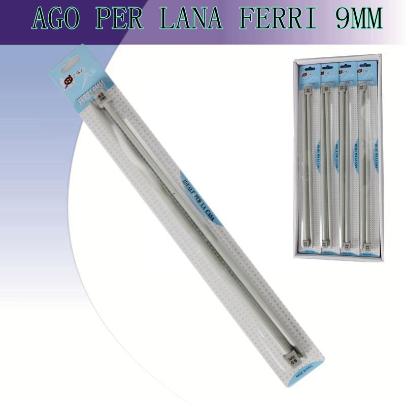 2 Ferri Per Maglia Numero 9,00 Con Pomolo 30 Cm 30cm Lana Alluminio Pomoli dfh