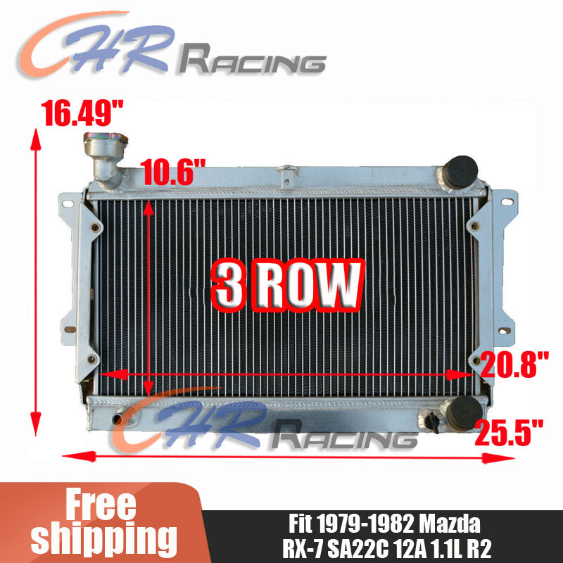 3 Row Aluminum Radiator For 1979-1982 1980 1981 MAZDA RX7 RX-7 SA22C ...