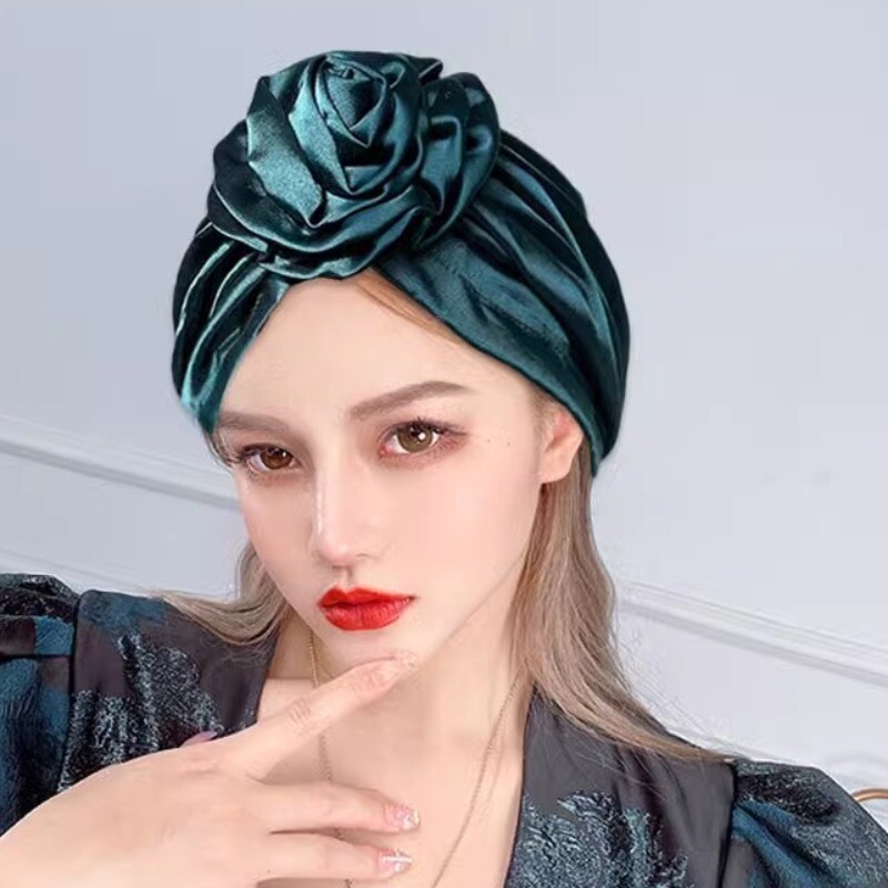 Donna Raso Finta Seta Rétro Copricapo Cappello Stile Francese Fiore Berretto