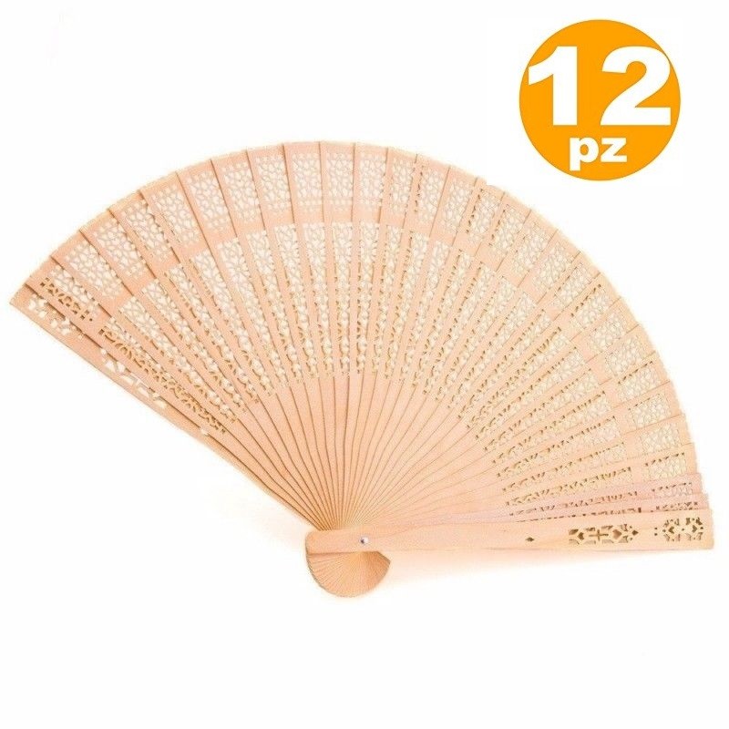 12 Ventagli Ventaglio Legno Decorato Bambù Segnaposto Ricevimento Matrimoni dfh