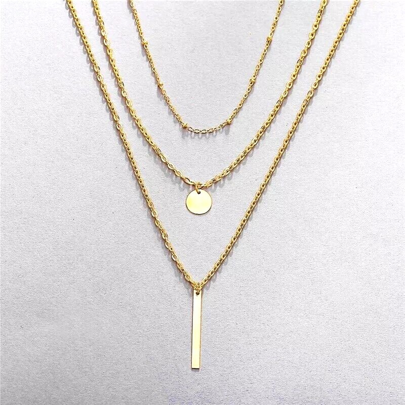Womens Multi-layer Necklace Gold Or Silver Boho Long Chain