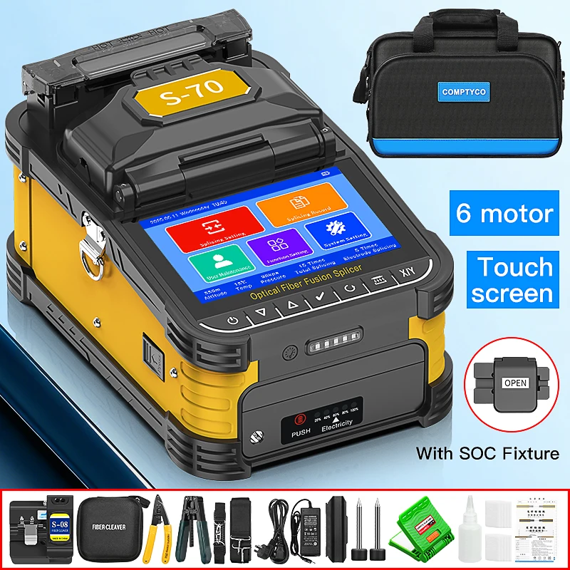 6 Motors Fiber Optic Fusion Splicer S-70/A-5/FS-60F/AUA-70F Touch Screen 10 Lang